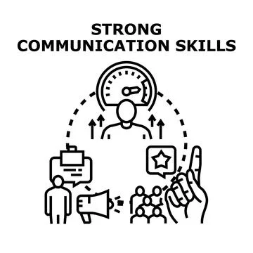 Person developing strong communication skills and public speaking Illustration