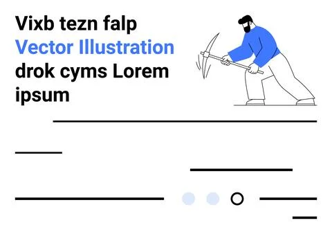 Person Digging with a Pickaxe and Text in Minimalist Style 库存插图