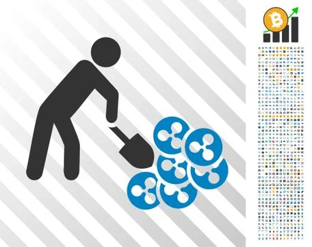 Person Digging Ripple Flat Icon with Bonus Stock Illustration