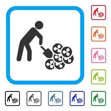 Person Digging Ripple Framed Icon Stock Illustration