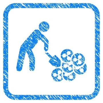 Person Digging Ripple Framed Stamp Stockillustratie