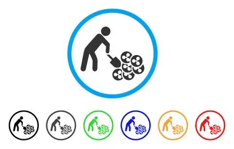 Person Digging Ripple Rounded Icon Stockillustratie