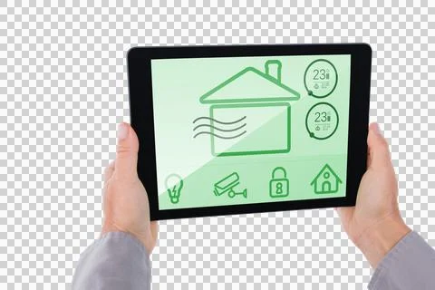 Person with digital tablet on white background Stock Photos
