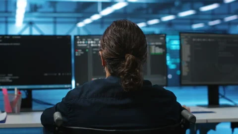 Person with disability in inclusive server hub workspace working Stock Footage 276193807