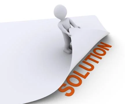 Person discovers the solution under a paper Stock Illustration