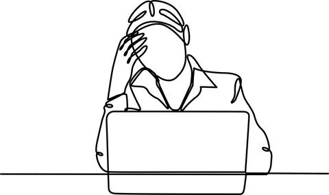 Person in distress at desk Vector Stock Illustration