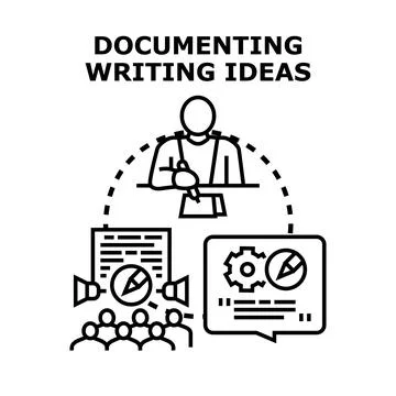 Person documenting, writing, creating, sharing ideas Stock Illustration