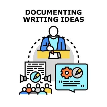 Person documenting, writing, creating, sharing ideas Stock Illustration