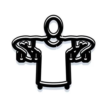 Person doing arm workout with strong muscles icon Stock Illustration