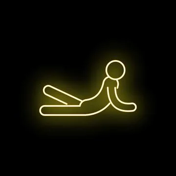 Person doing cobra pose stretching exercise neon icon Stockillustratie