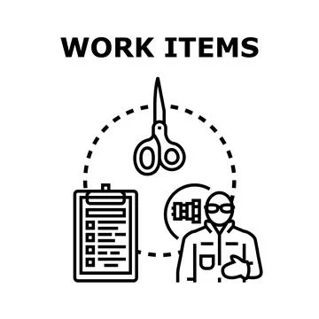 Person doing creative production work items concept Stock Illustration