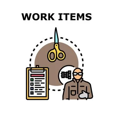 Person doing creative production work items concept Stock Illustration