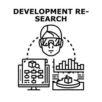 Person doing development research with data analysis 库存插图