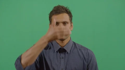 Person doing a gesture with her hand like i do not want to see in ecuador Video stock 115326066