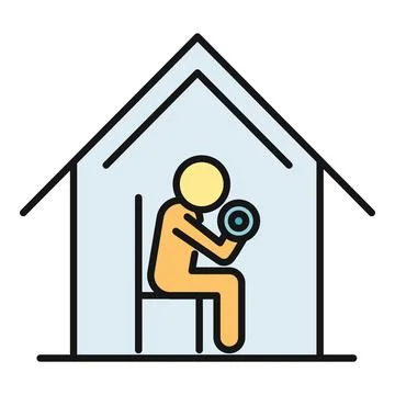 Person doing home workout with dumbbell Stock Illustration