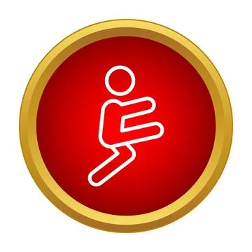 Person doing karate kick in red circle button 库存插图