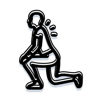 Person doing lunge exercise with back pain icon 스톡 일러스트