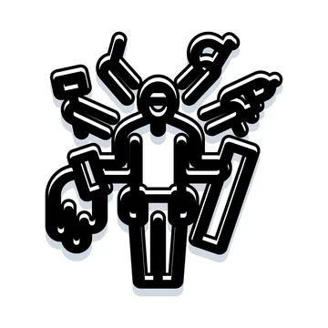Person doing many tasks at once multitasking concept Illustrazione stock