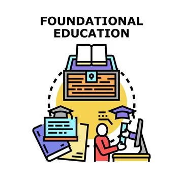 Person doing online learning for foundational education 스톡 일러스트