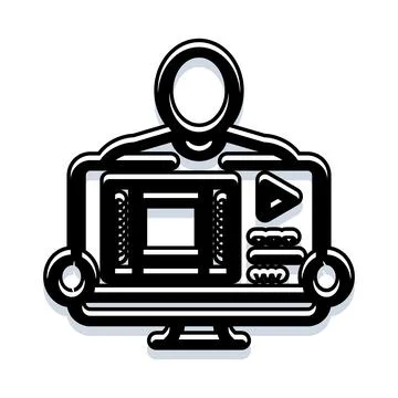 Person doing online learning using a computer monitor 스톡 일러스트