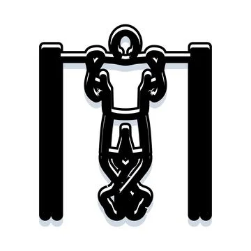 Person doing a pull up exercise icon Stock Illustration