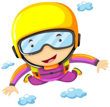 Person doing sky diving alone Stock Illustration