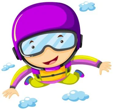 Person doing sky diving in the sky Stock Illustration