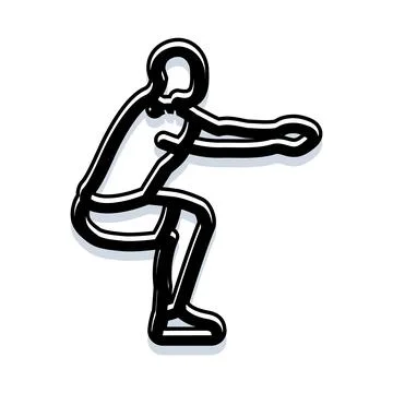 Person doing squat exercise outline fitness icon 스톡 일러스트
