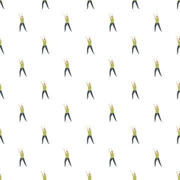 Person doing stretching exercise reaching arms up pattern Stock Illustration