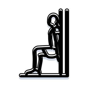 Person doing wall sit exercise outlining fitness training Ilustración de archivo