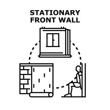 Person doing wall sit exercise by building wall Stock Illustration