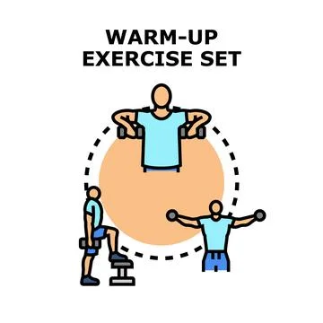 Person doing warm up exercise set with dumbbells Stock Illustration