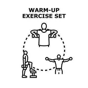 Person doing warm up exercise set with dumbbells Stock Illustration