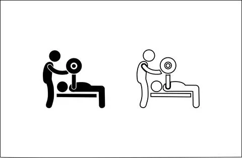 A person is doing weightlifting while another person is supporting him Stock Illustration