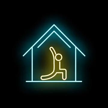 Person doing yoga or workout inside a house icon イラスト素材