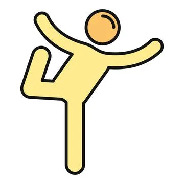 Person doing yoga pose or ballet movement icon 스톡 일러스트