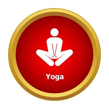 Person doing yoga pose in red circle icon Stock Illustration