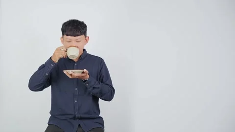 Person Drinking Coffee From Mug Видео 344830938