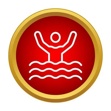 Person drowning in water asking for help icon Stock Illustration