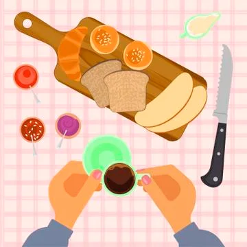 Person is eating breakfast Stock Illustration