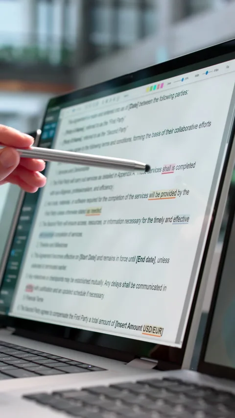 Person Editing And Reviewing A Document Stock Footage 337642757