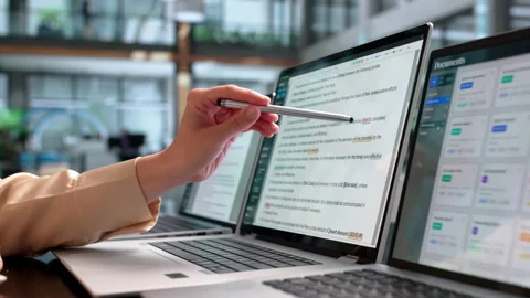Person Editing And Reviewing A Document Stock Footage 339907678