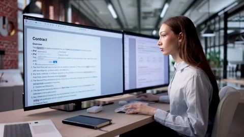 Person Is Editing A Text Document To Correct Sentences Stock Footage 334928208