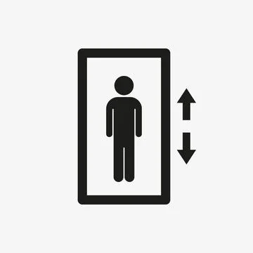 Person in elevator vector icon. Lift symbol. Stock Illustration