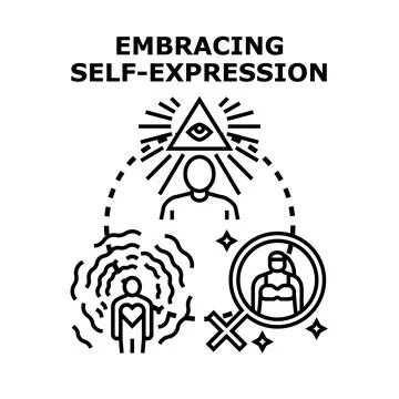 Person embracing self expression and personal identity development Stock Illustration
