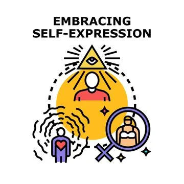 Person embracing self expression and personal identity development Stock Illustration