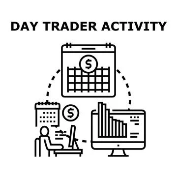 Person engaging in day trader activity analyzing market data Stock Illustration