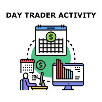 Person engaging in day trader activity analyzing market data Stock Illustration