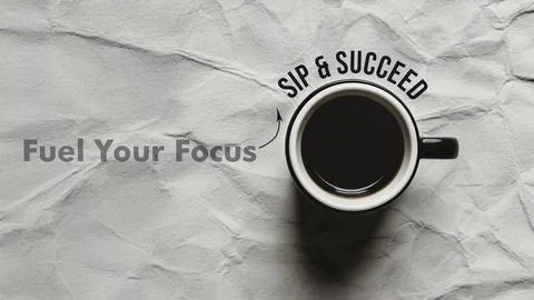 A person enjoying a beverage while studying, symbolizing focus and success .. Stock Illustration