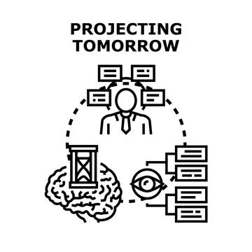 Person envisioning future with time and visual planning Stock Illustration